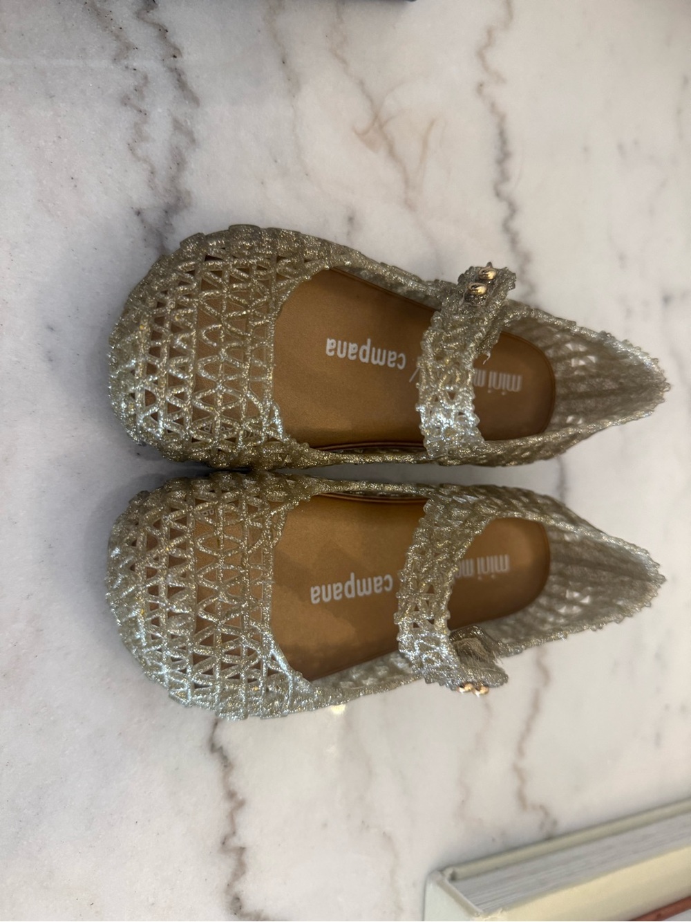 Mini Melissa Gold Glitter Jelly Mary Jane Shoes for Kids
